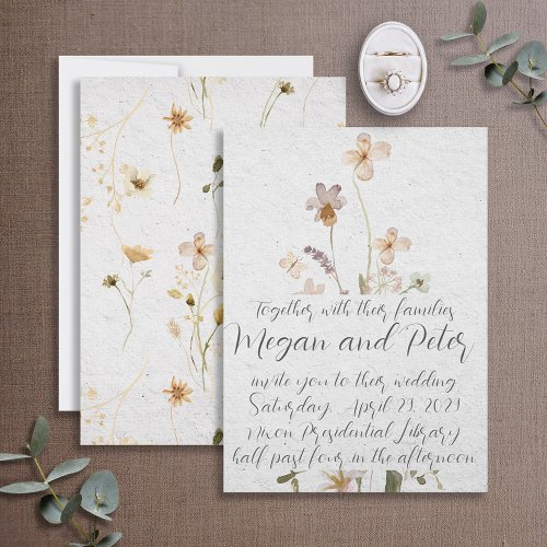 Wildflower Fine Art Calligraphy Style Wedding Invitation