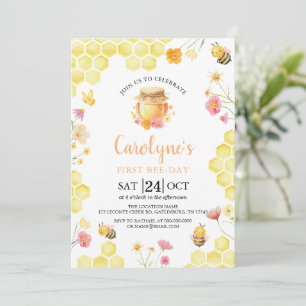 Wildflower First Bee Day 1st Birthday Invitation