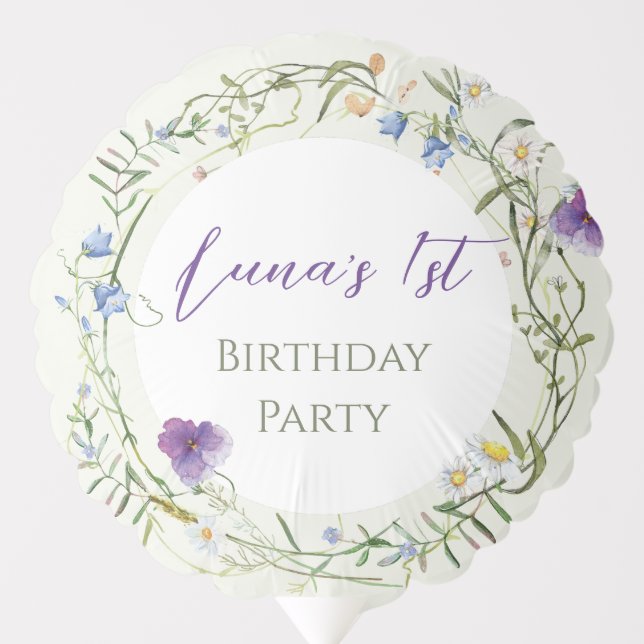 Wildflower First Birthday Balloon (Front)