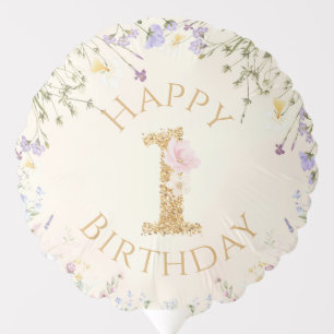 Wildflower First Birthday Balloon Garden Bunny