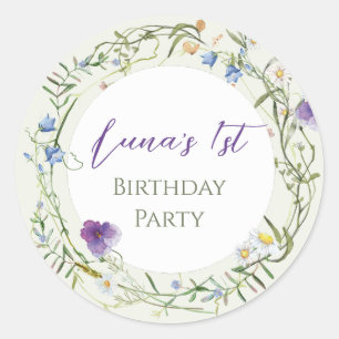 Wildflower First Birthday Classic Round Sticker