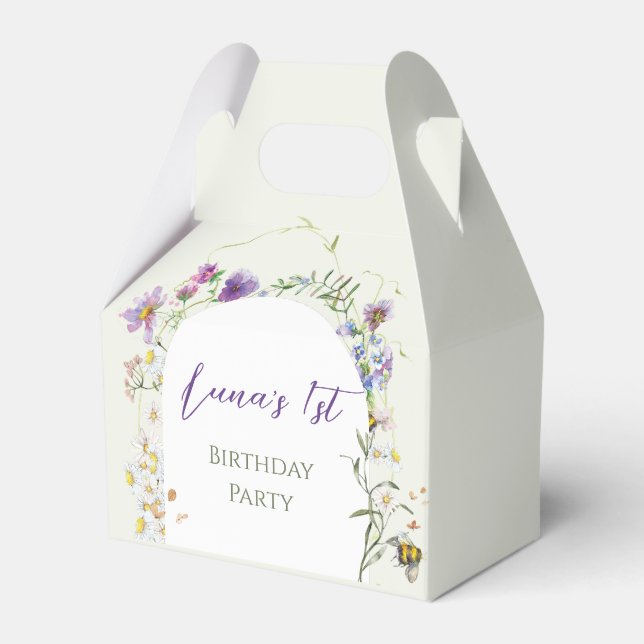 Wildflower First Birthday Favor Boxes (Front Side)