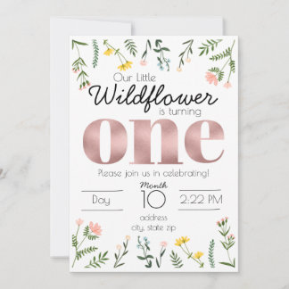 Wildflower First Birthday Inviation Invitation