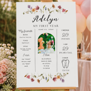 Wildflower First Birthday Milestone Sign