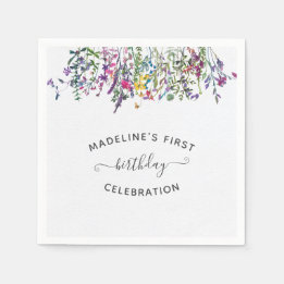 Wildflower First Birthday Party Napkins