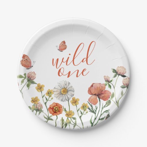 Wildflower first birthday party paper plates