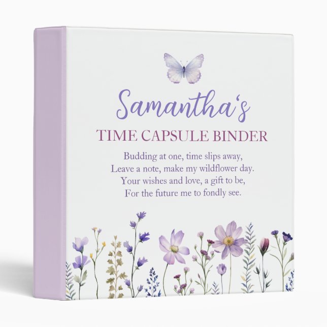 Wildflower First Birthday Time Capsule Binder (Front/Spine)