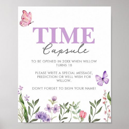 Wildflower First Birthday Time Capsule  Poster