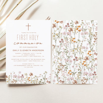 Wildflower First Holy Communion In Bloom by Hot_Foil_Creations at Zazzle