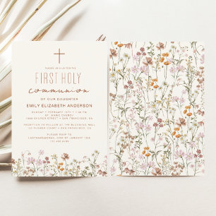 Wildflower First Holy Communion In Bloom Invitation