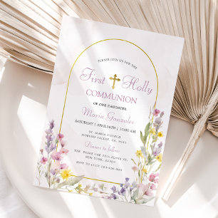 Wildflower First Holy Communion Invitation