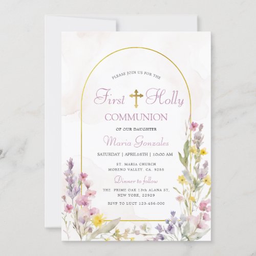 Wildflower First Holy Communion Invitation