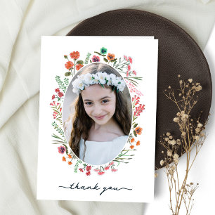 Wildflower First Holy Communion Letterpress Thank You Card