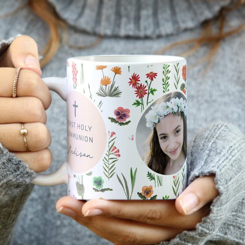 Wildflower First Holy Communion Photo Coffee Mug