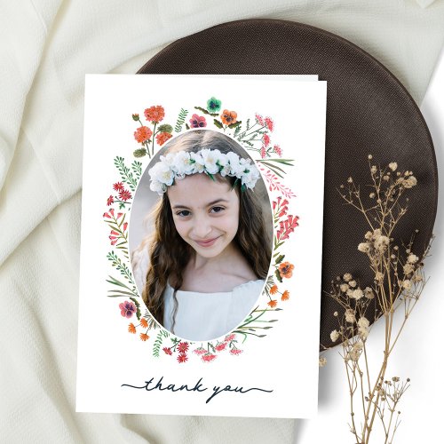 Wildflower First Holy Communion Thank You Card