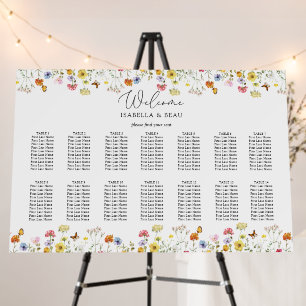 Wildflower Floral 14 Table Wedding Seating Chart Foam Board