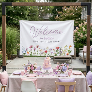 Wildflower Floral 1st Birthday Welcome Banner
