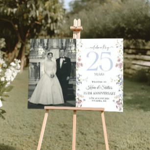 Wildflower Floral 25th Anniversary Welcome Sign