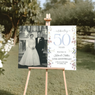 Wildflower Floral 50th Anniversary Welcome Sign