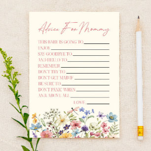 Wildflower Floral Advice Baby Shower Game Activity