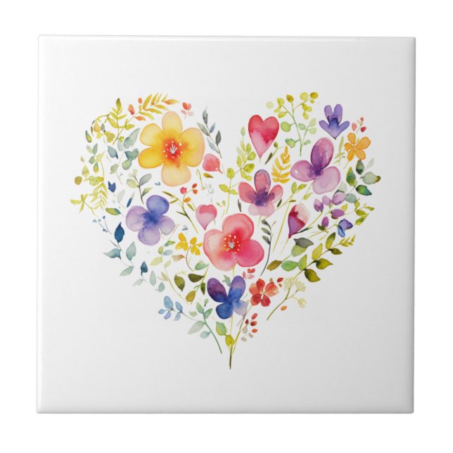 Wildflower Floral All Occasion Note Card Blank Ceramic Tile (Front)