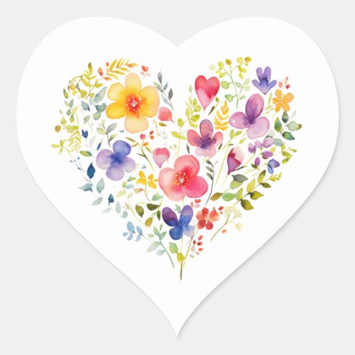 Wildflower Floral All Occasion Note Card Blank Heart Sticker