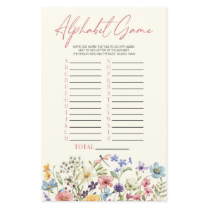 Wildflower Floral Alphabet Baby Shower Game