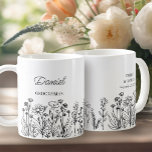 Wildflower Floral Any Color Line Drawn Groomsman Coffee Mug<br><div class="desc">Wildflower wedding gift mug for anyone in your wedding party. Easy to personalize a mug your best man, groomsmen etc and you can also add the name of the bride and groom and their wedding date on the opposite side. Simple and elegant boho floral design with line drawn wildflowers. You...</div>