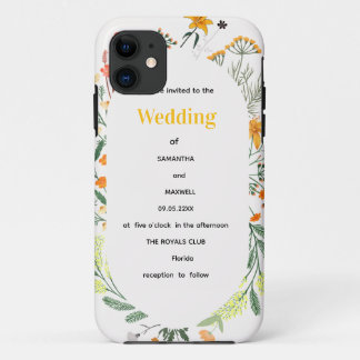 Wildflower Floral Arch Garden Party Invitation iPhone 11 Case
