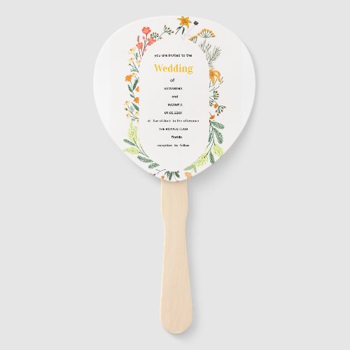 Wildflower Floral Arch Garden Party Invitation Hand Fan