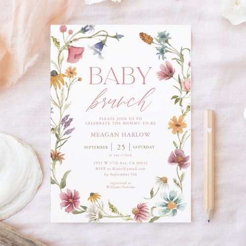 Wildflower Floral Baby Brunch Invitation