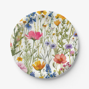 Wildflower Floral Baby in Bloom Baby Shower Spring Paper Plates
