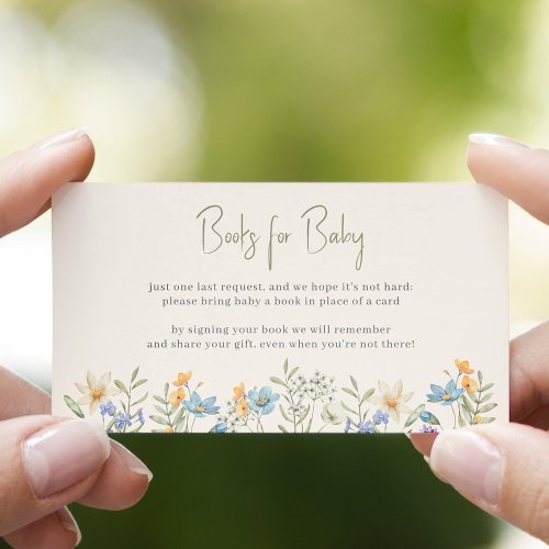 Wildflower floral baby shower book request enclosure card