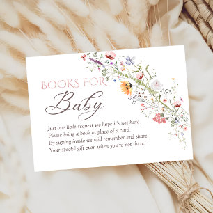 Wildflower Floral Baby Shower Books For Baby Enclosure Card