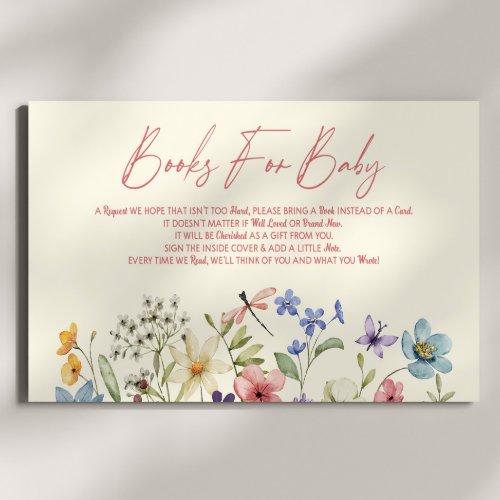 Wildflower Floral Baby Shower Books For Baby Enclosure Card