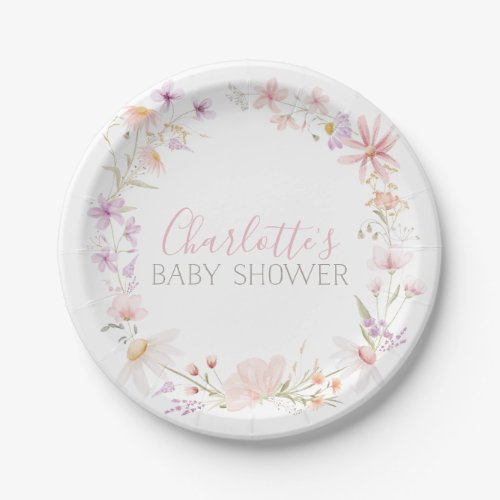 Wildflower Floral Baby Shower Decor Paper Plates