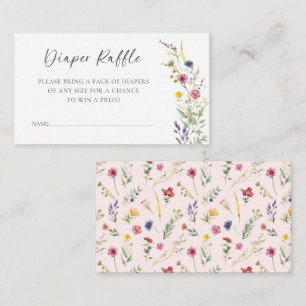 Wildflower Floral Baby Shower Diaper Raffle Enclosure Card