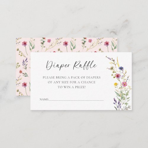 Wildflower Floral Baby Shower Diaper Raffle Enclosure Card