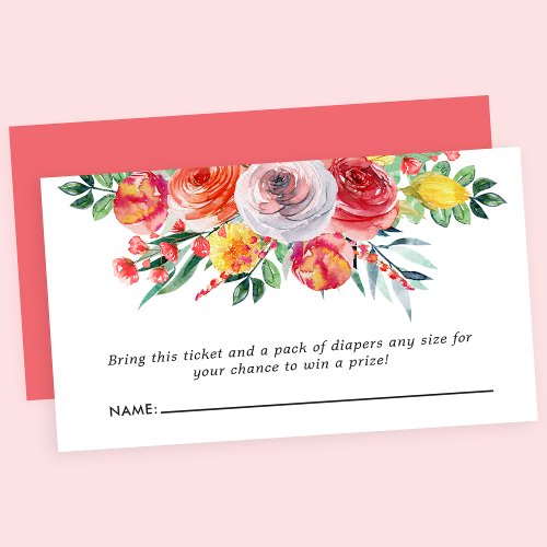 Wildflower Floral Baby Shower Diaper Raffle Enclosure Card