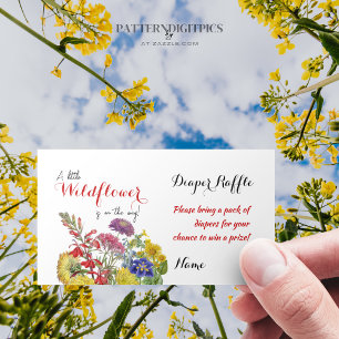 Wildflower Floral Baby Shower Diaper Raffle Game Business Card