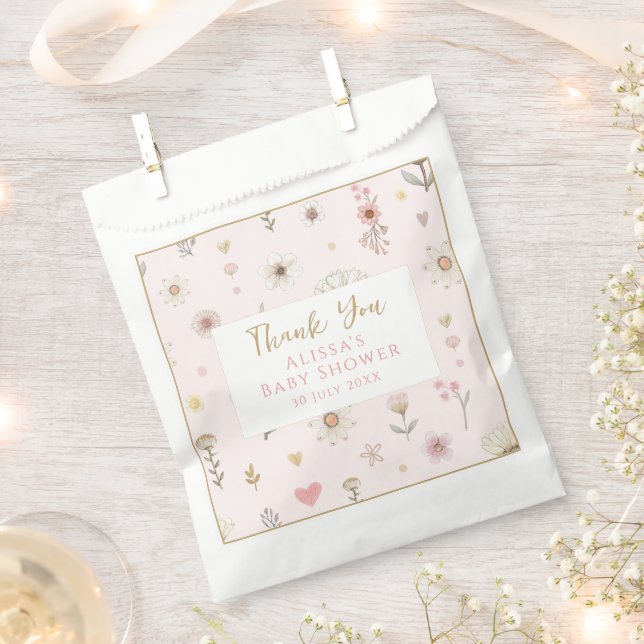 Wildflower Floral Baby Shower Favor Bag (Clipped)