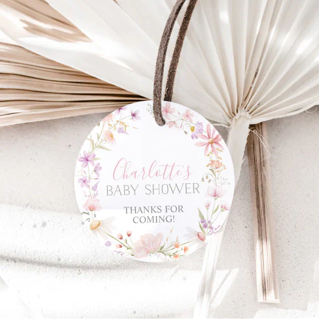 Wildflower Floral Baby Shower Favor Tags | Zazzle