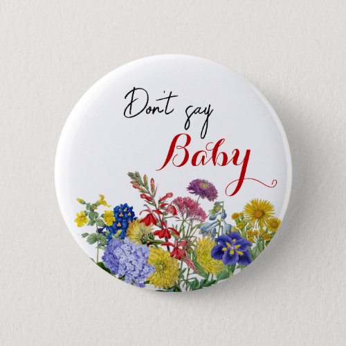 Wildflower Floral Baby Shower Game Dont Say Baby Button