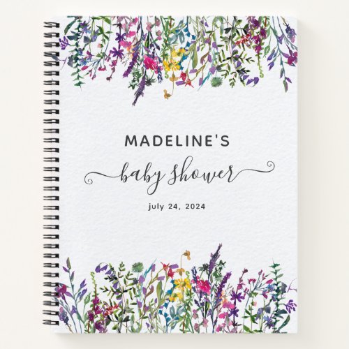 Wildflower Floral Baby Shower Gift List Notebook