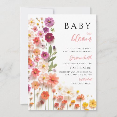 Wildflower Floral Baby Shower Invitation
