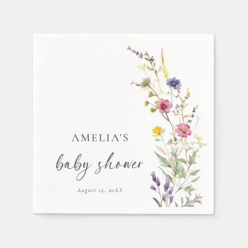 Wildflower Floral Baby Shower Napkins