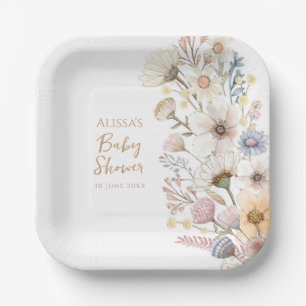 Wildflower Floral Baby Shower Paper Plates