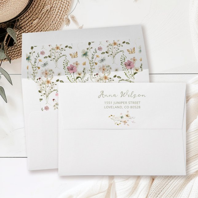 Wildflower Floral Baby Shower Return Address  Envelope (Creator Uploaded)