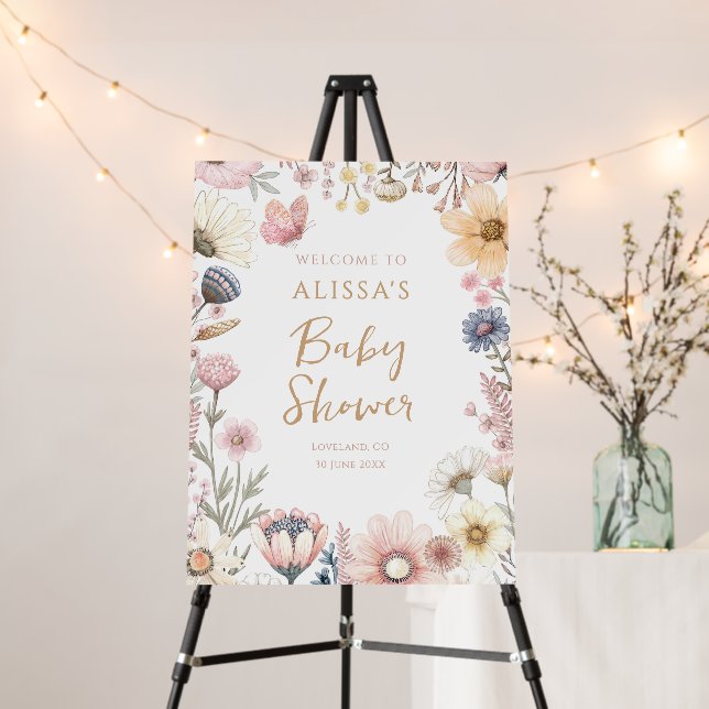 Wildflower Floral Baby Shower Sign (In Situ (Stand))
