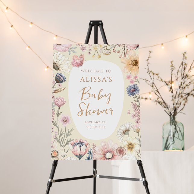 Wildflower Floral Baby Shower Sign (In Situ (Stand))
